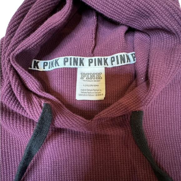 Victoria’s Secret PINK Waffle-Weave Purple Cropped Hoodie Size Large, EUC - Picture 2 of 6